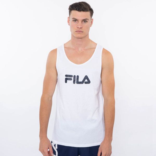 Fila Mono Deckle Men's Tank Top - White,NZ 759-16852